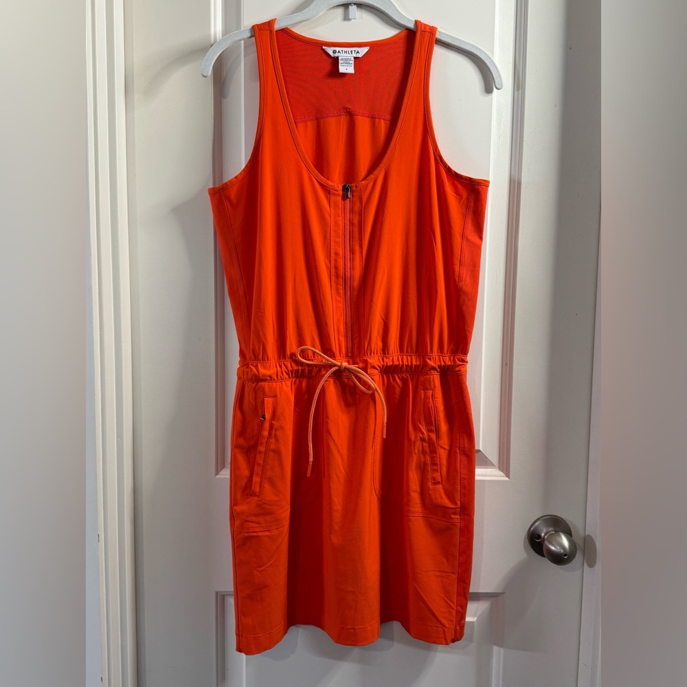 Athleta Bright Orange Sleeveless Midi Dress Size 2 NWOT
